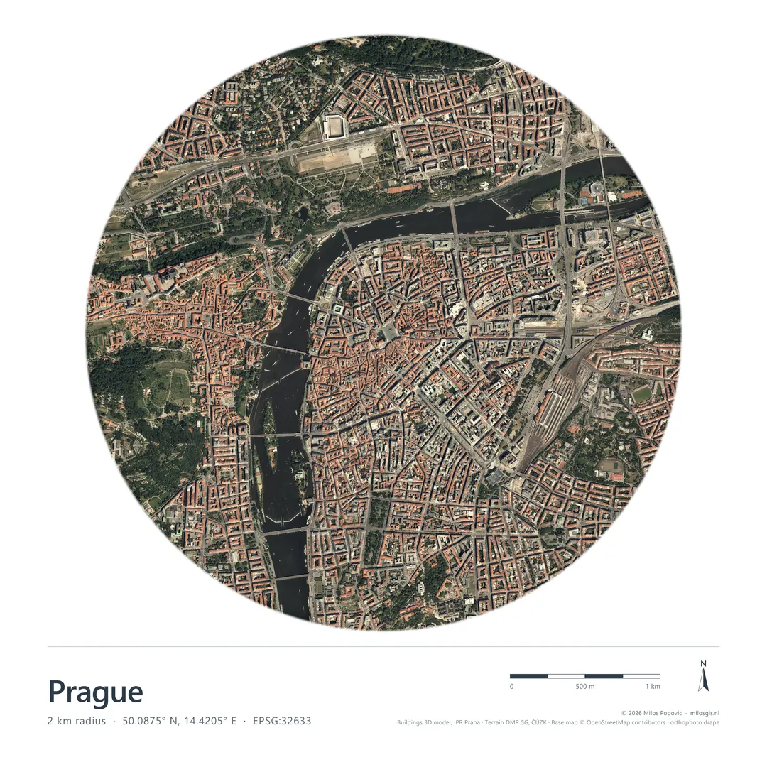 Prague, City in 3D orthophoto