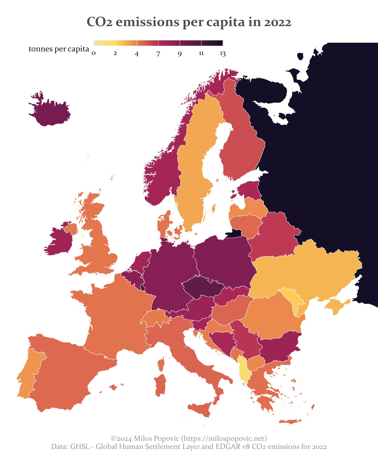 CO2 emissions per capita in 2022