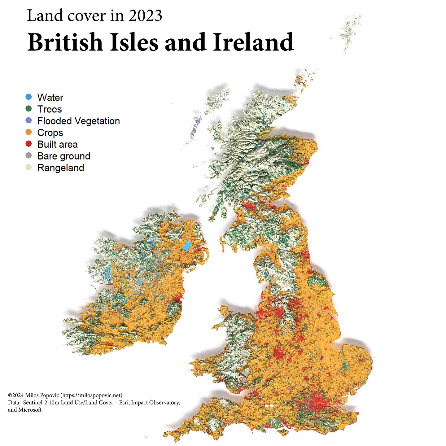 Land cover in 2023 British Isles