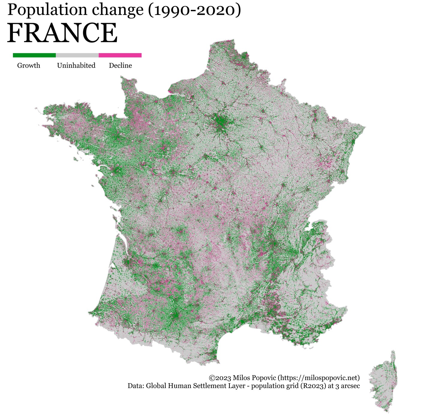 Population change (1990-2020) FRANCE